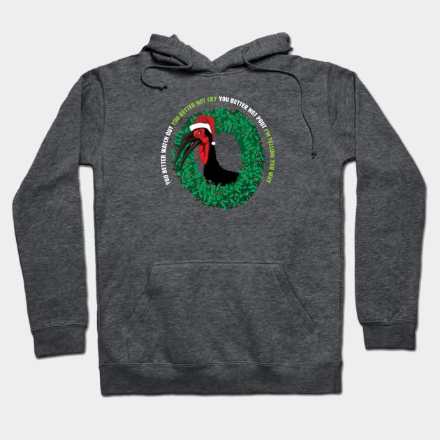 You Better Watch Out Hornbill Hoodie by Peppermint Narwhal